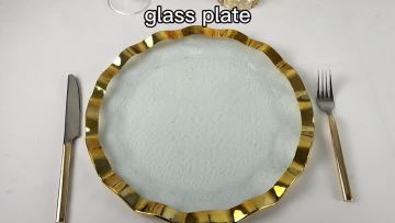 Gold Wave Rim Transparent Glass Charger Plates