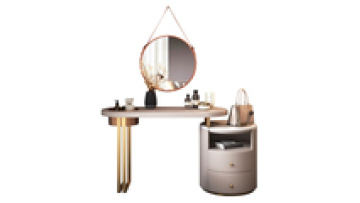 2020 New design modern leather make up dressing table extendable vanity table set with mirror and stool for girls1