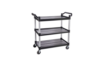 Three-layer plastic cleaning trolley