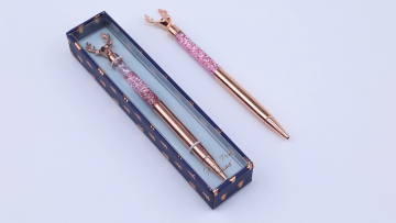 Custom Luxury Rose Gold Gift Pen Set Personalised Cute Glitter Christmas Metal Ballpoint Pens with Logo1