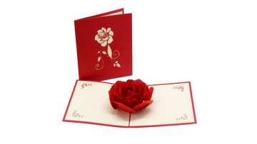 New Design Big Rose Handmade Greeting Cards Custom Laser Cut Flower 3D Pop Up Cards with Envelopes1