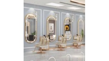 Single Side Large Full Length Gold Styling Barber Salon Furniture Wall Mounted Hairdressing Makeup Led Beauty Salon Mirror1