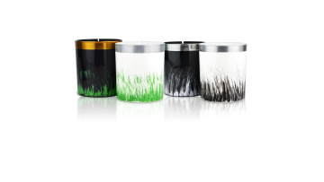 Grass printed glass jar candles