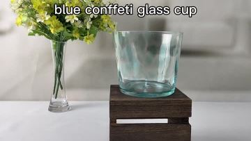 Tea Light Blue Conffeti Spot Glass Candle Holder