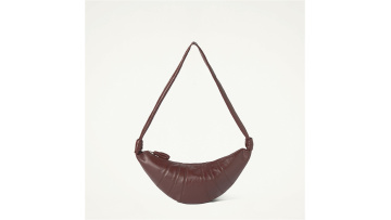 Soft Leather Chocolate Brown Croissant Horn-shaped