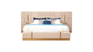 Italy design luxury furniture master bedroom bed wooden set modern room leather king bed for sale1