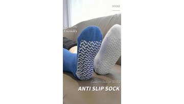 Diabetic anti slip sock customized color thicken terry cloth PVC glue tread non slip slipper socks1