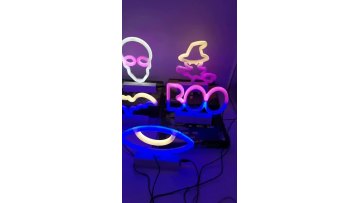INS LED Colorful Neon Sign Halloween Light Witch Head Skull Candy BOO Bat Eye Candy Peter Pan For Kids Children1