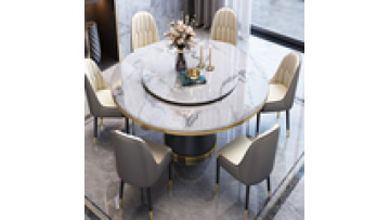 Luxury Nordic Modern Design Stainless Steel Base Dining Table Set Round Rotating Sintered Stone Dining Table1