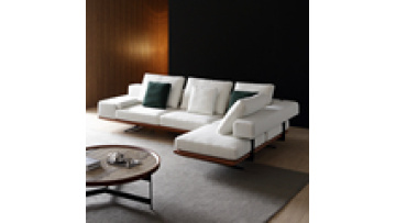 Italian style light luxury living room furniture solid wood farm sofa L-shaped modular sofa modern home furniture set1