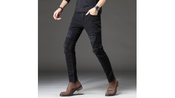 Washed Black Custom Distressed Denim for men stylish Baggy Hole Super Skinny Jeans for Men1