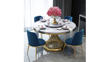 New  furniture marble dinning table sets modern luxury with stainless steel leg golden dining table 6 chairs dining room set1