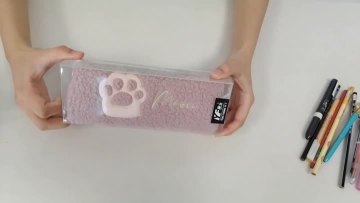 Hot sale custom cat's paw plush pencil case