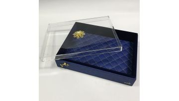 Acrylic Lid Blue Leather Box