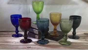 Colored Glass Goblet Embossed High Clear Glass Goblets