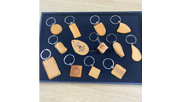 Engraved beech wood key pendant various graphics solid wood keychain gift custom blank metal wood keychain1