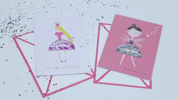Luxury Kids Glitter Shake Happy Birthday Cards, Custom Printing Funny Handmade 3D Greeting Cards for Girls1