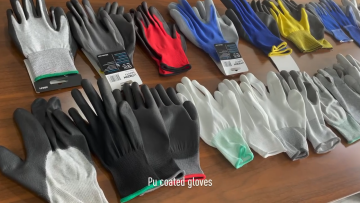 Black 13 Gauge polyester nylon guantes antistatic PU Palm fit safety Gloves1