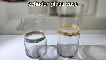 cylinder glass with diamond decoration