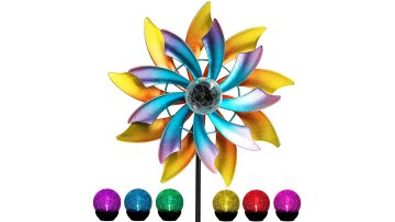 Solar Wind Spinner with Metal Garden Stake