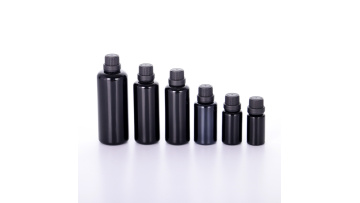 Opaque black dropper bottles with tamper evident caps