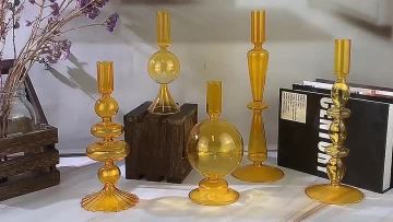 wholesale round glass candlestick holder