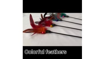 Rooster Feather Cat Toys Pet Tease Cat Stick Color Interactive Teasing Cat Toys1