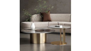 minimalistic designed simple clarity center table furniture stone top metal living room stainless steel coffee table1
