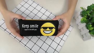 Custom keep smile style cute canvas pencil case