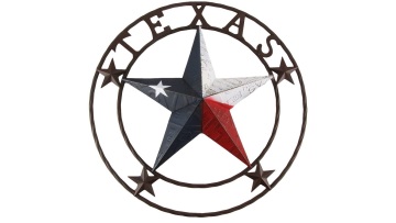 Rustic Color Texas Star State Flag Circle Sign Wall Decor For Home