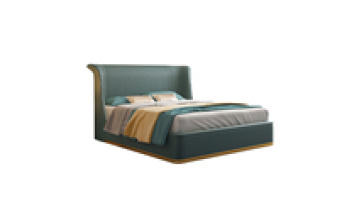 Modern leather beds luxury design bedroom furniture set king size bed curved hotel bed frame1
