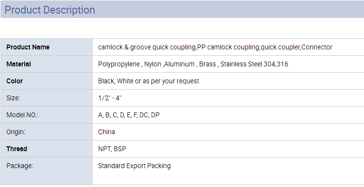 IBC adaptor camlock coupling