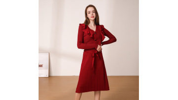 pleated knitted dress