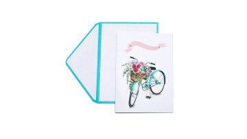 Best Seller Handmade Custom Printed Flower Bike Happy Birthday Greeting Cards with Gems1