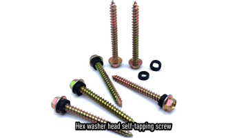 self drilling/tapping screws #14 6.24mm hex flanged head self-tapping screw yellow zinc plated tapping screw with EPDM washer1