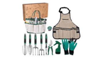 Customized and Professional gardening tool set 11 pieces Handle gardening planting tool set with apron Heavy aluminum hand tools1