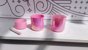 pink magic infused in crystal singing bowl