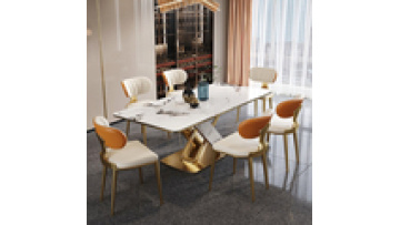 French style dining room furniture rectangular 8 seater table and chair luxury hotel marble stone top dining table1