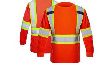 Customized High Visibility Orange Long Sleeve t-shirt Construction Work Reflective Safety tshirts1
