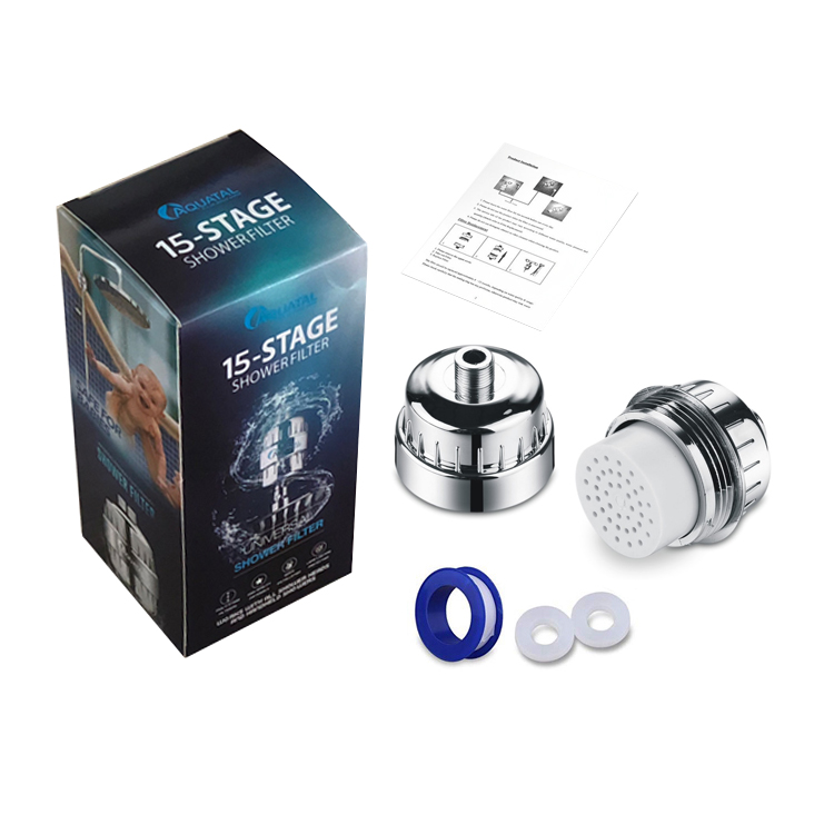 15 Stage Shower Water Filter with Carbon KDF for Hard Water