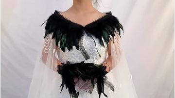 Wedding Hot sale Faux Fur Clothes Bridal Black Rooster Feather Cape Shawl1