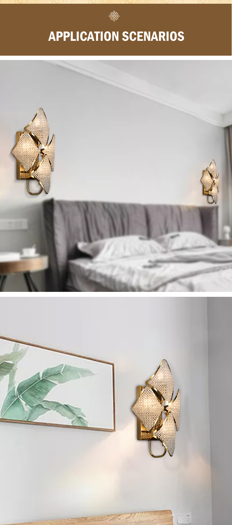 G-Lights Energy Saving Indoor Decorative Bedroom Bedside Led Crystal Wall Lamp