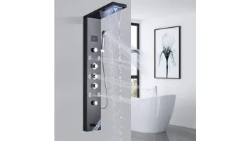 8025 Black LED Display Wall Mounted Stainless Steel Shower Panel Bathroom Shower Column1
