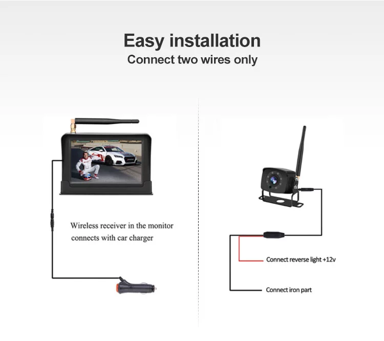 Digital wifi night vision 8 led IP68 wireless rearview camera car reversing aid