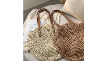 Natural Chic Handbags Woven Round Handle Women Summer Crochet Summer Beach Bag1