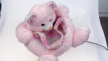 Plush Bear Basket In Pink