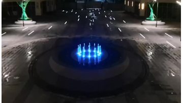 blue outdoor water fountains