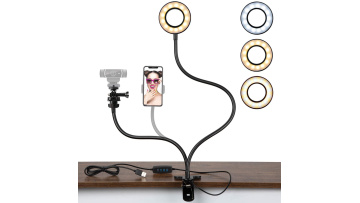 Hot Selling Multi Function 3 Desk LED Ring Selfie Light for Live Broadcast and Clip Cell Phone Holder1