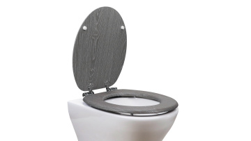 Toilet seat grey wood grain effect 18