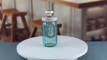 Glass Cactus Mason Jar with Lid and Straw